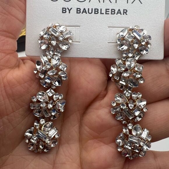 BaubleBar Silver and Crystal Cluster Earrings - Picture 3 of 4